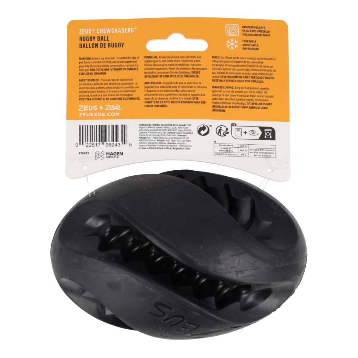 ChewChasers Pelota de Rugby para Perros Zeus 12,5cm