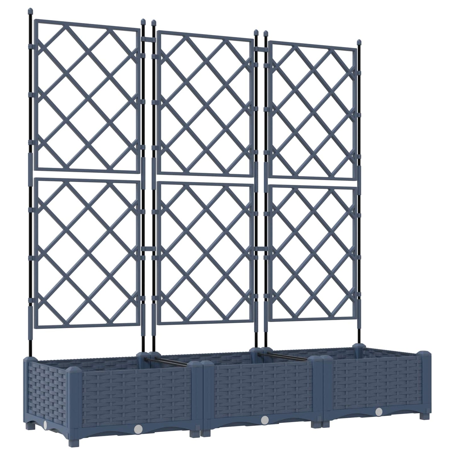 Macetero De Jardín 3 Uds. Gris 120 X 40 X 125,5 Cm Pp_0