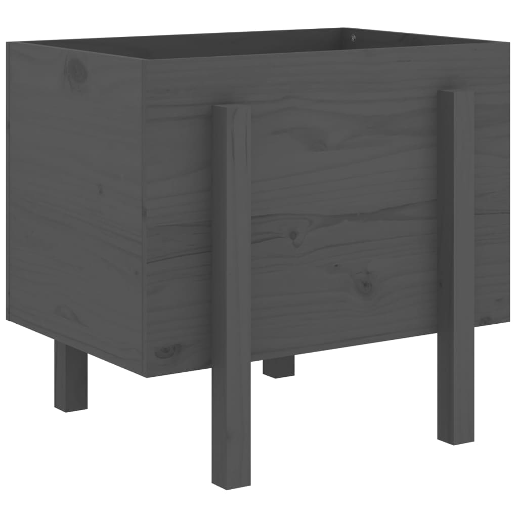 Jardinera De Madera Maciza De Pino Gris 62x50x57 Cm_5