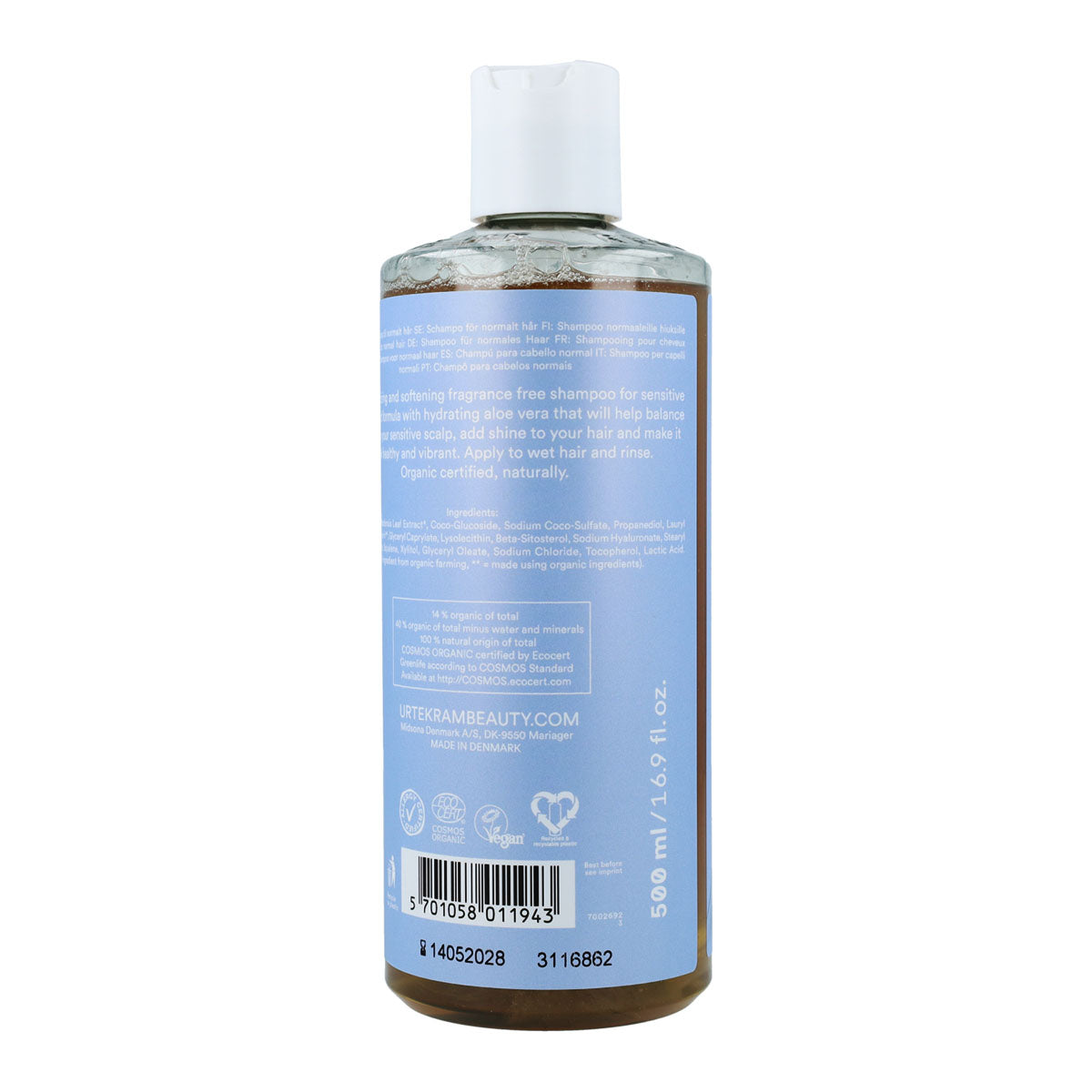 Champú sin fragancia Urtekram 500 ml