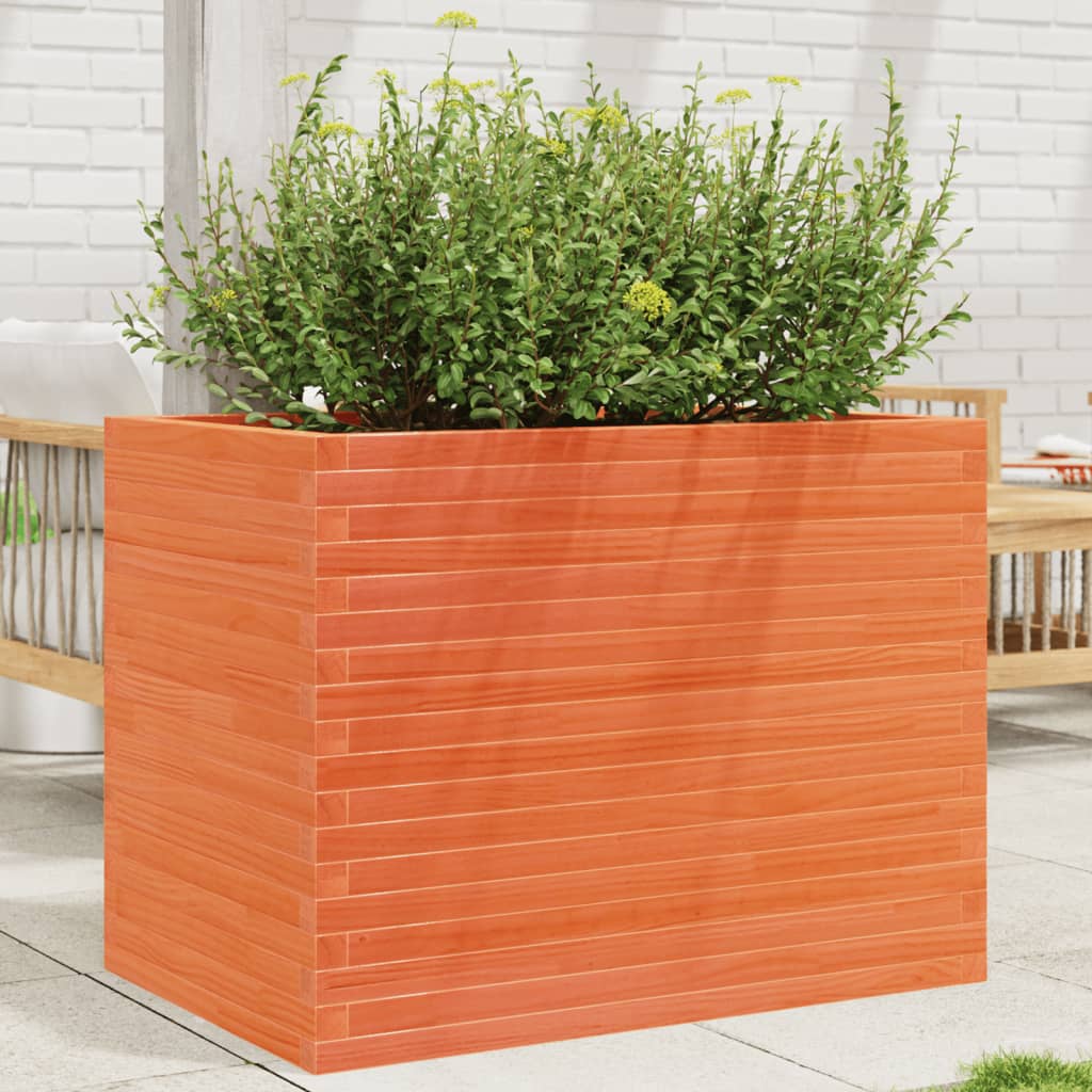 Jardinera Madera Maciza De Pino Marrón Cera 90x60x68,5 Cm_1