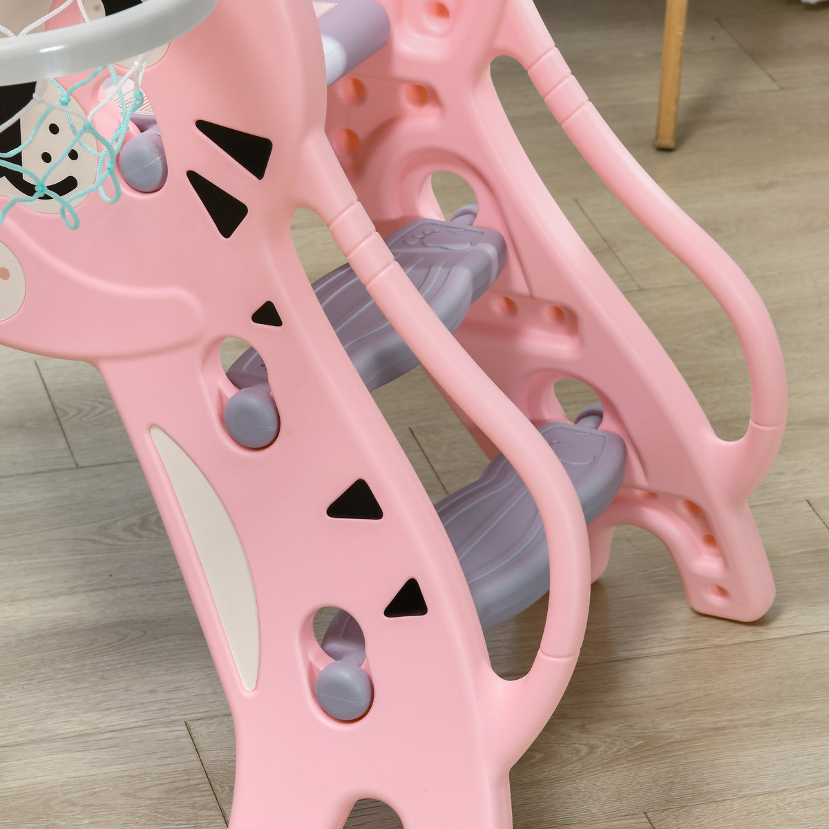 Aiyaplay Tobogán Infantil 3 En 1 Con Patrón De Tigre 133x60x70 Cm Rosa Y Gris_3