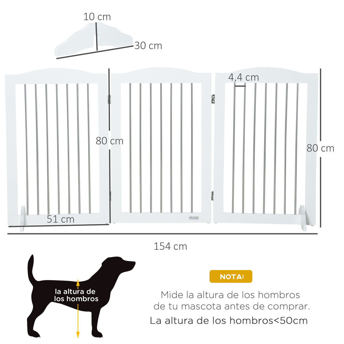 Pawhut Barrera De Seguridad Para Perros Plegable 154x30x80 Cm Con Soporte De Pie_2