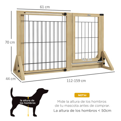 Pawhut Barrera Para Perros Extensible De Madera 112-159x44x70 Cm Natural_2