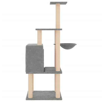 Rascador Para Gatos Con Postes De Sisal Gris Claro 132 Cm_3