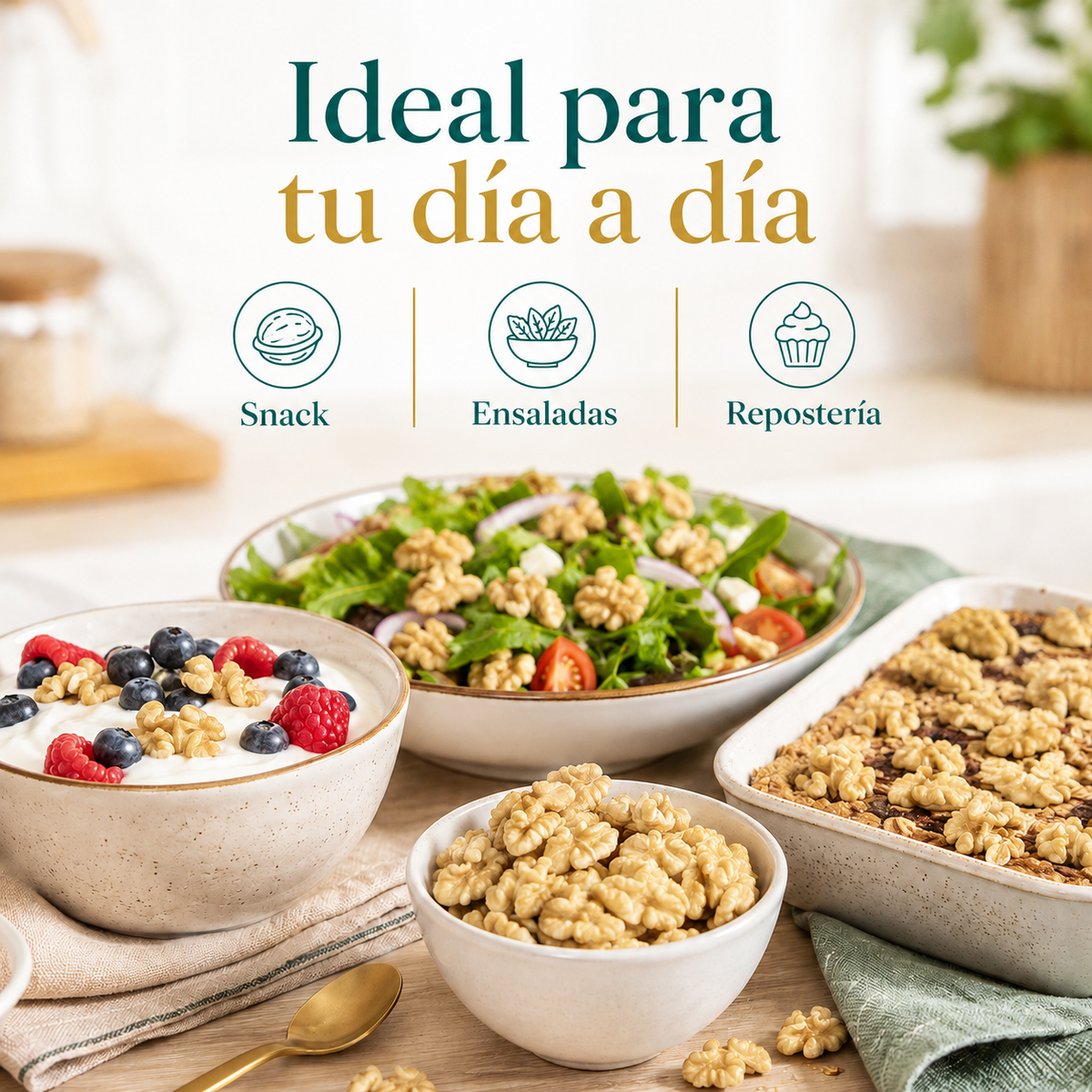 Mitades De Nuez Doradas Premium - Envasadas Al Vacío - Pack 2 X 600g (2 Envases Retail) | Fruto Seco Premium, Snack_4