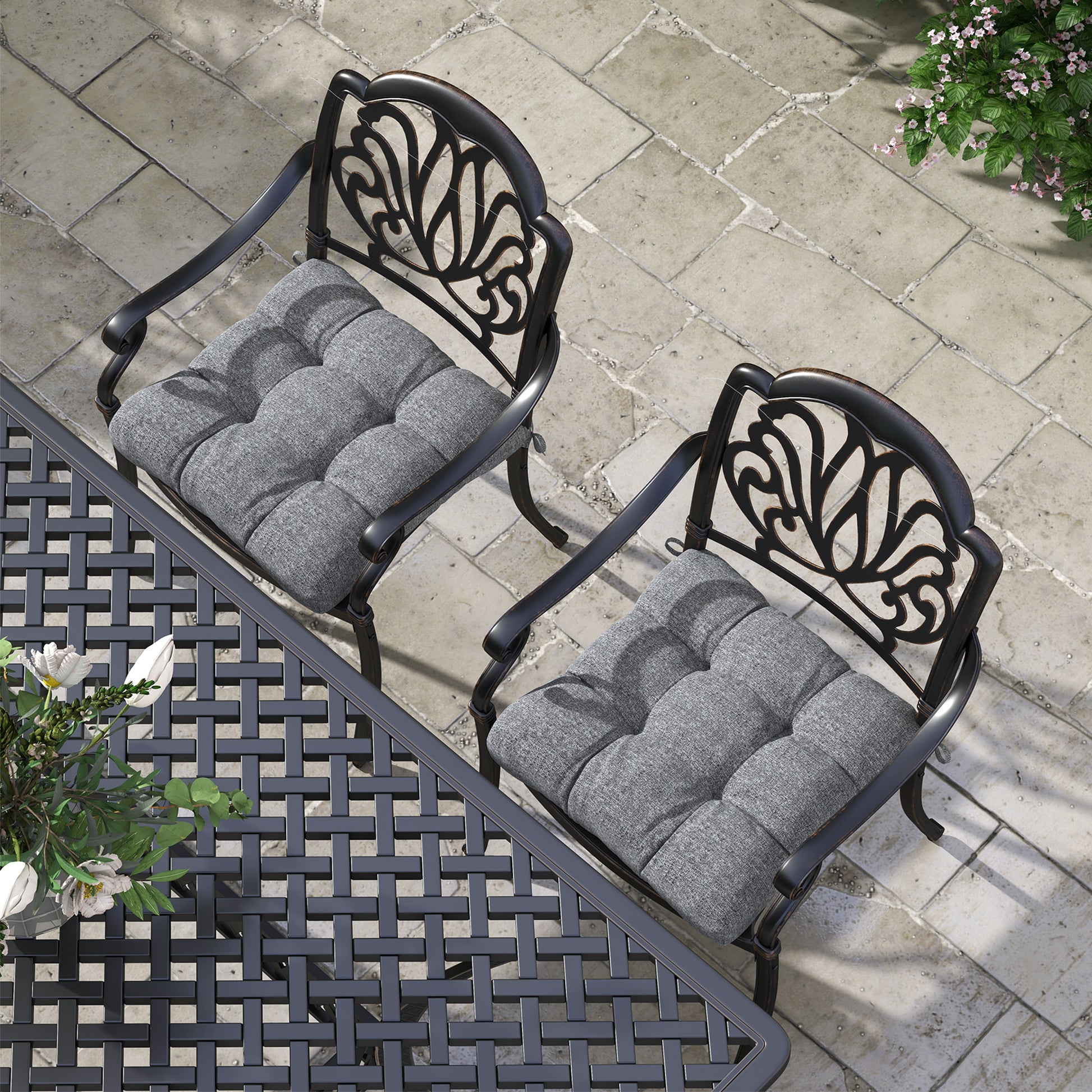 Outsunny Conjunto De Cojines Para Sillas De Comedor 48x48x10 Cm Gris_3