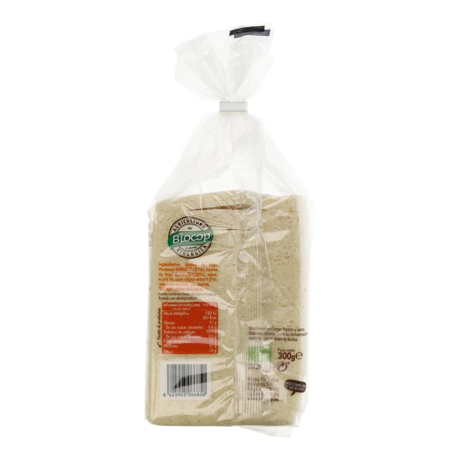 Pan de Molde Sin Corteza de Kamut BIO Biocop 300 g