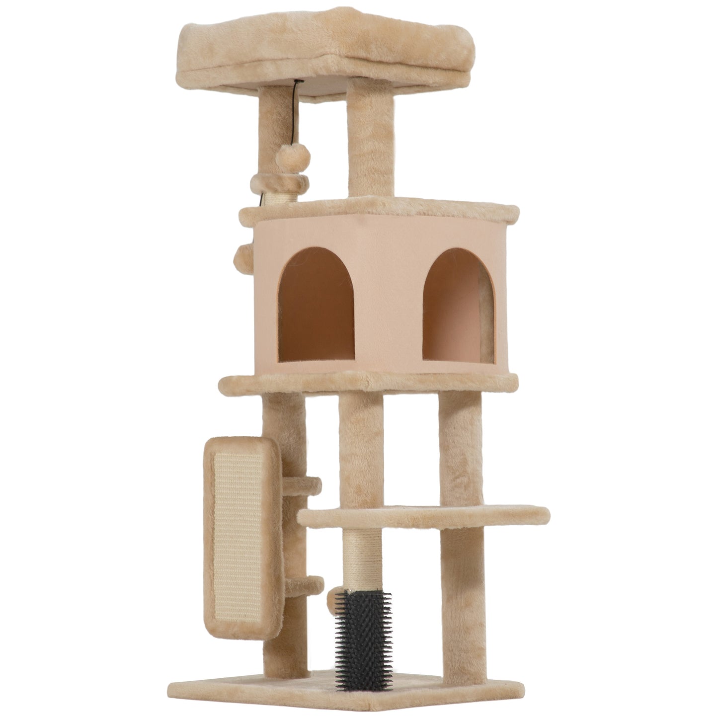 Pawhut Árbol Rascador Para Gatos Altura 104 Cm Con Almohadilla Para Rascar Beige_0
