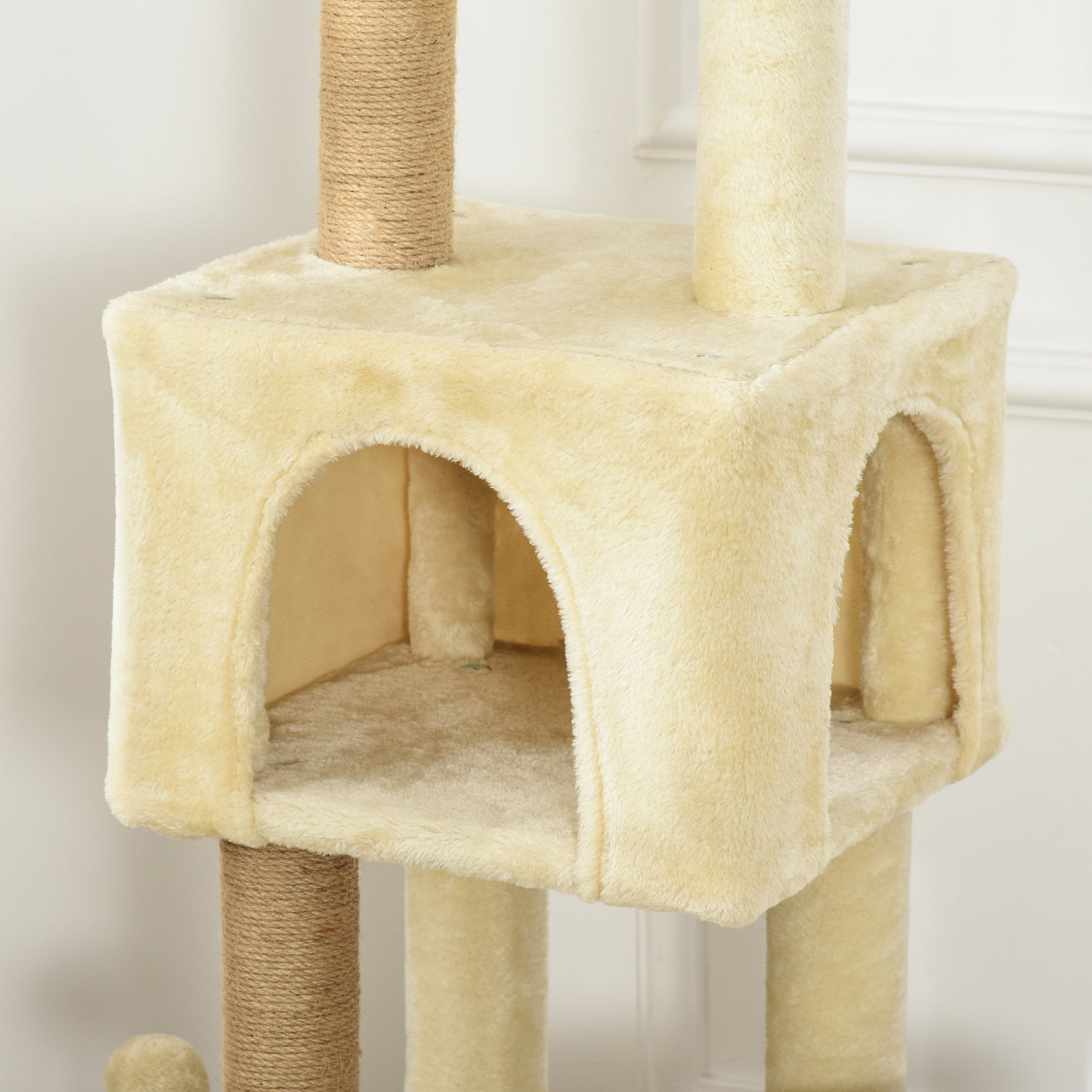 Pawhut Árbol Rascador De Gatos Grande 60x34x136cm Centro Actividades Plataformas_3
