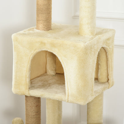 Pawhut Árbol Rascador De Gatos Grande 60x34x136cm Centro Actividades Plataformas_3