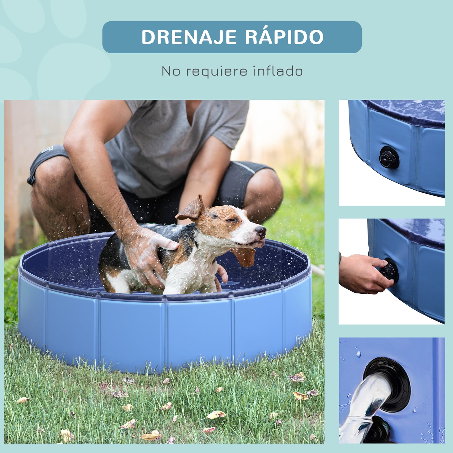 Pawhut Piscina Plegable Para Perros Gatos Bañera Portátil Antideslizante Ø80x20_5