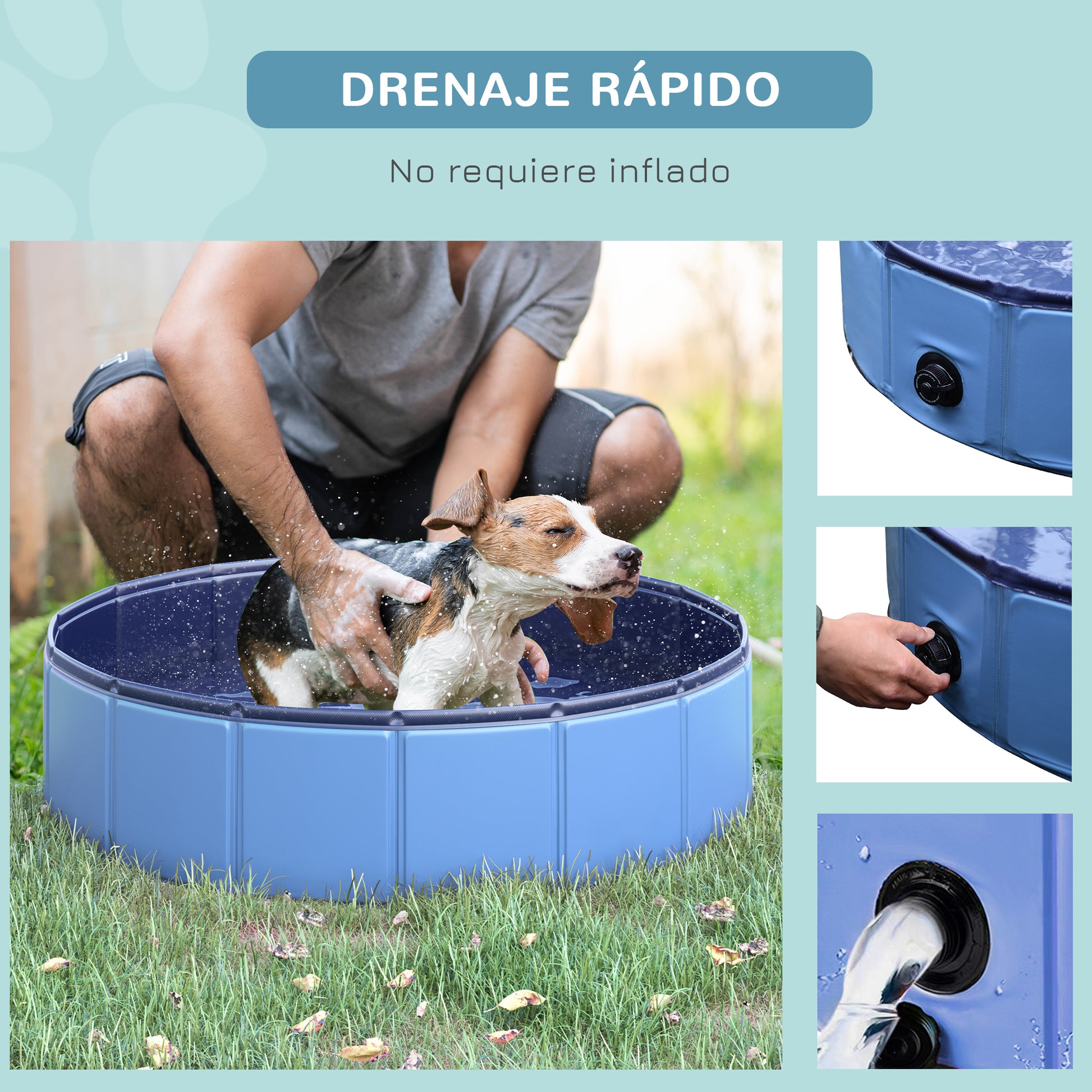 Pawhut Piscina Plegable Para Perros Gatos Bañera Portátil Antideslizante Ø80x20_5