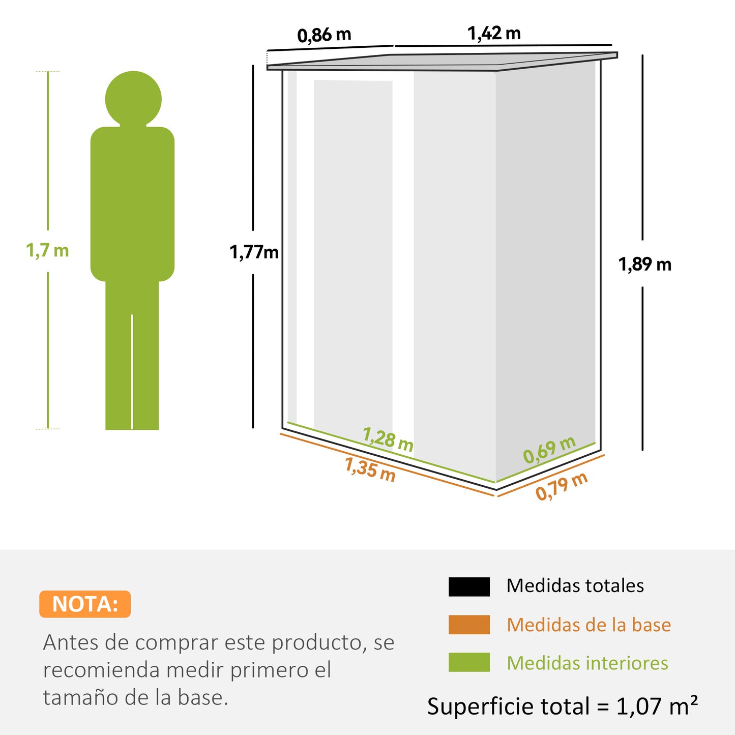 Outsunny Caseta De Jardín 1,07m² 142x86x189cm Metálico Con Puerta Gris_2