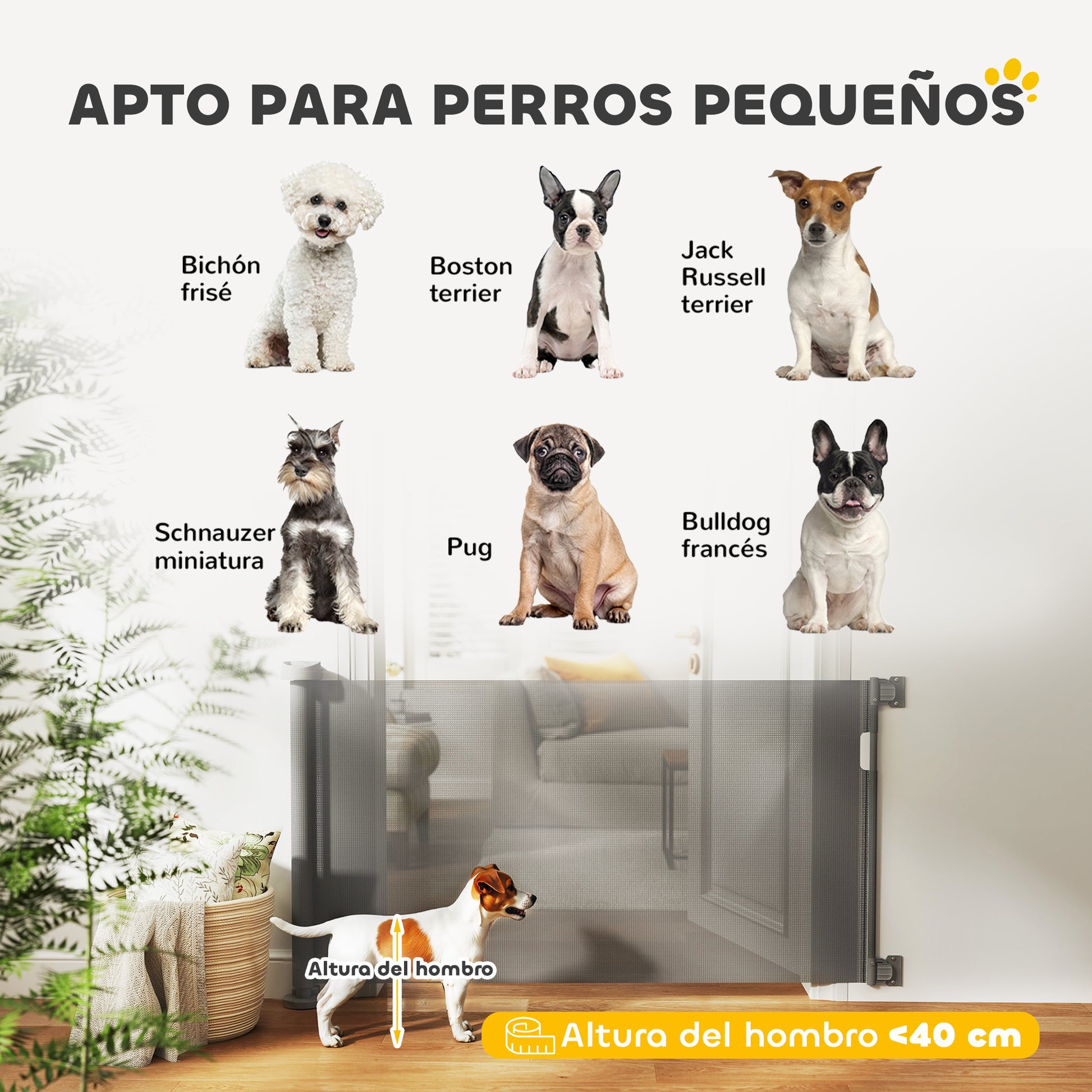 Pawhut Barrera De Seguridad Para Perros Retráctil 0-136 Cm Para Escaleras_3