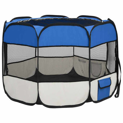 Parque De Perros Plegable Y Bolsa De Transporte Azul 90x90x58cm_3