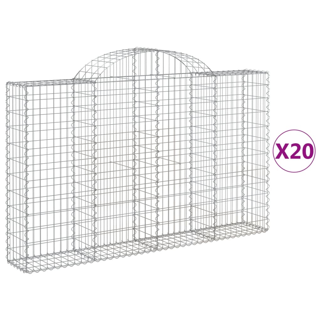 Cestas Gaviones 20 Uds Forma De Arco Hierro 200x30x120/140 Cm_0