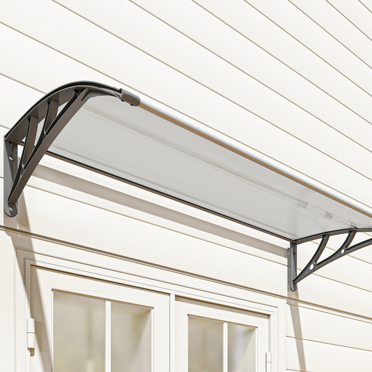 Marquesina Exterior Policarbonato Outsunny 110x60x20 Cm Transparente_3