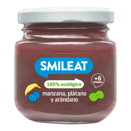 Tarrito de Manzana, Plátano y Arándono BIO +6 meses Smileat 130g