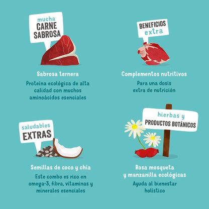 Tarrina de comida para perros con ternera orgánica sin cereales | Edgard &amp; Cooper 100 g
