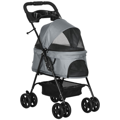 Pawhut Cochecito Para Perros Plegable Con Ruedas Universales 67x45x96 Cm Gris_0