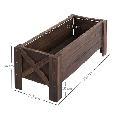 Outsunny Jardinera De Madera Arriate Rectangular Para Flores Y Plantas_2