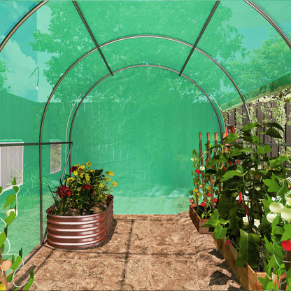 Outsunny Invernadero De Túnel 296x196x200 Cm Con 3 Puertas Y 6 Ventanas Verde_3