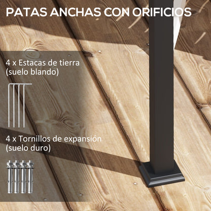 Outsunny Pérgola De Pared 3x3 M Con Techo Retráctil De Poliéster Crema Y Gris_5