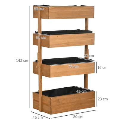Jardinera Outsunny Madera De Abeto Naranja 80x45x142 Cm_2