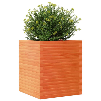 Jardinera De Madera Maciza De Pino Marrón Cera 60x60x68,5 Cm_3