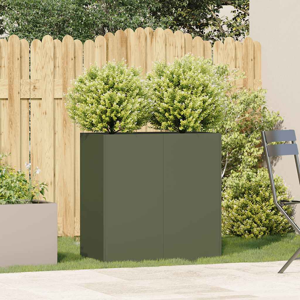 Jardinera De Acero Laminado En Frío Verde Oliva 80x40x80 Cm_2