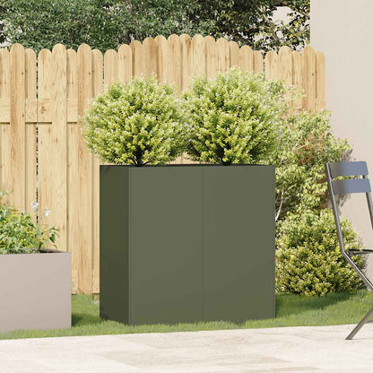 Jardinera De Acero Laminado En Frío Verde Oliva 80x40x80 Cm_2