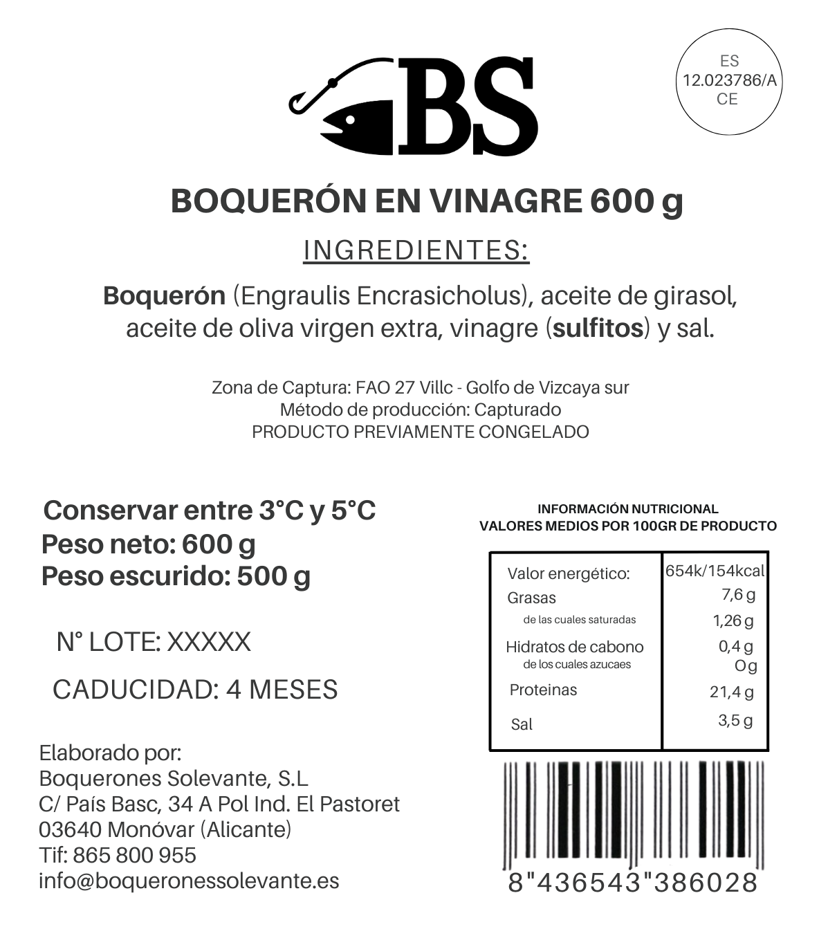Boquerón En Vinagre Mar Cantábrico 600g_1