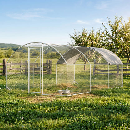 Pawhut Gallinero Para Exterior 5,7x2,8x1,97 M Para 12-18 Gallinas De Acero Galvanizado_1