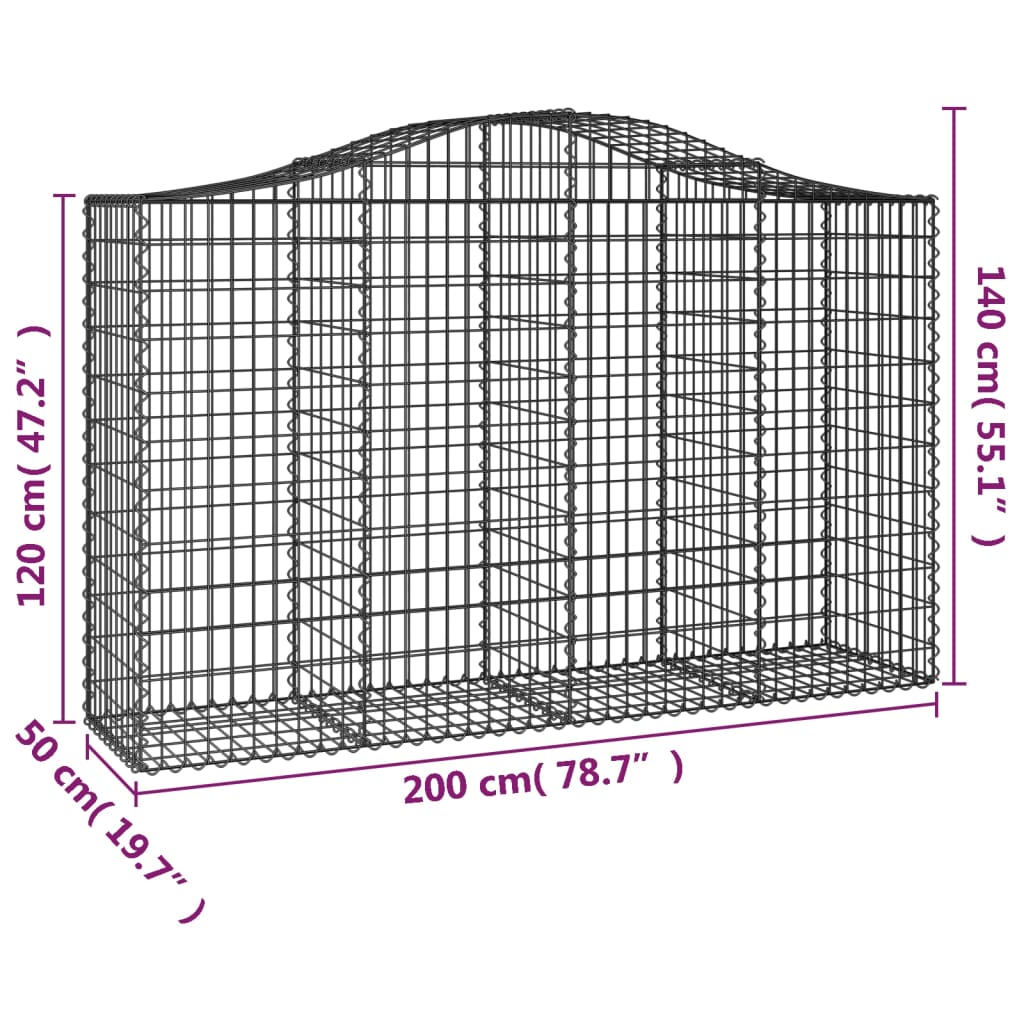 Cestas Gaviones 25 Uds Forma De Arco Hierro 200x50x120/140 Cm_5