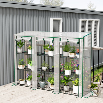 Outsunny Invernadero De Exterior Con 9 Estantes Puerta 215x46x151 Cm Blanco_1