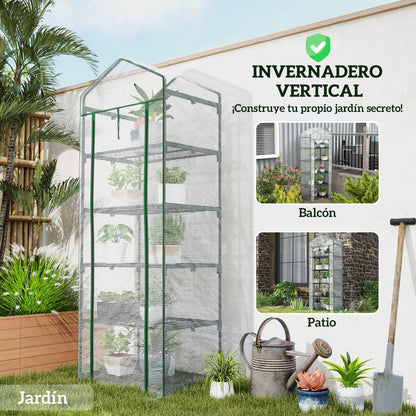 Outsunny Invernadero Pequeño Con Estantes De 5 Niveles 69x49x193 Cm Transparente_5
