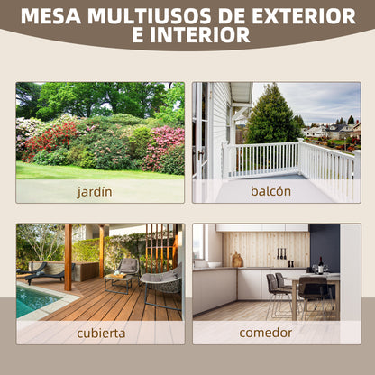 Outsunny Mesa De Jardín De Madera 110x60x65 Cm Con Patas En Forma De Rueda_5