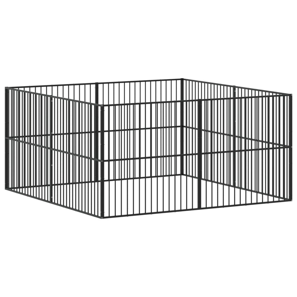 Corralito Para Perros Con 8 Paneles Acero Galvanizado Negro_5