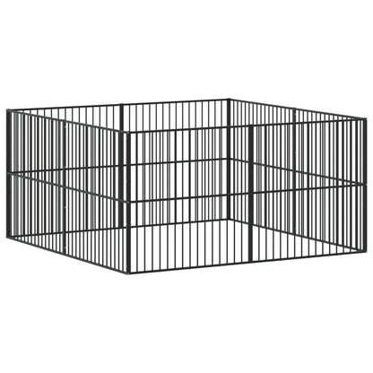 Corralito Para Perros Con 8 Paneles Acero Galvanizado Negro_5