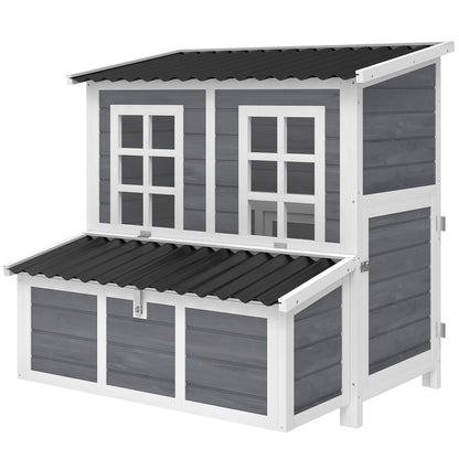 Galinheiro Pawhut Madeira De Abeto, Pvc Cinzento-claro 100x86x100 Cm_0