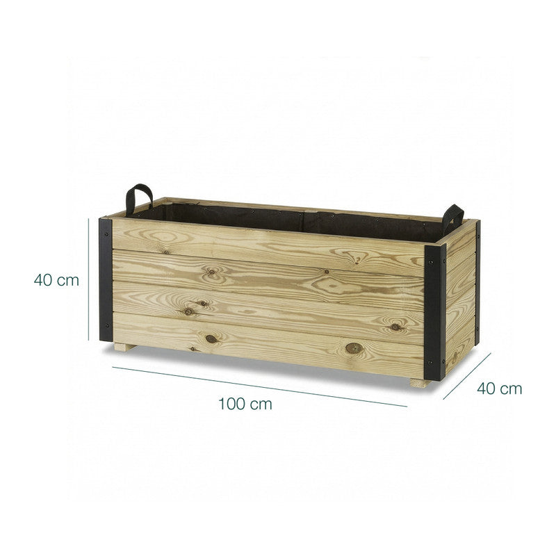 Jardinera Exterior De Madera Con Refuerzo De Aluminio Ghio Al Hortalia 100x40x40 Cm_5