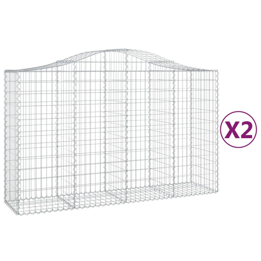 Cestas De Gaviones 2 Uds Forma De Arco Hierro 200x50x120/140 Cm_0