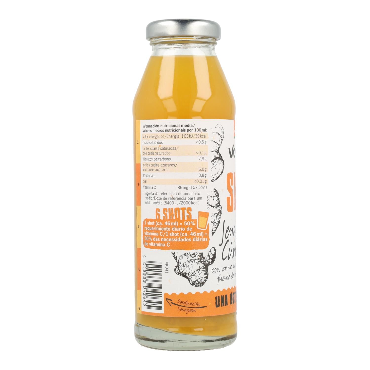 SHOT de Jengibre y cúrcuma (naranja, acerola , limón)  Voelkel 280ml