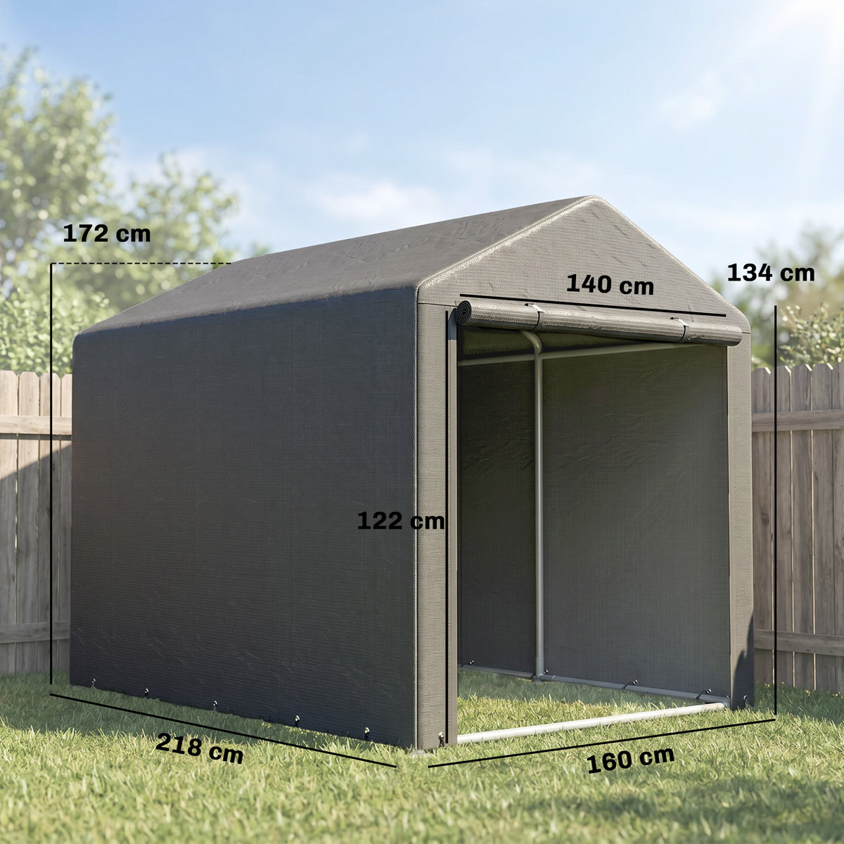 Outsunny Carpa Para Herramientas Bicicletas Y Motos 1,6x2,2x1,7 M Gris Oscuro_2