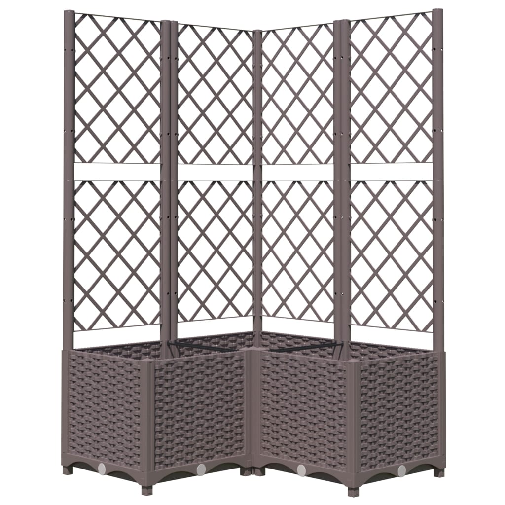 Jardinera Con Enrejado Pp Marrón 80x80x136 Cm_0