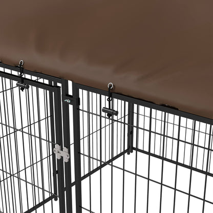 Pawhut Perrera Con Toldo Y 2 Cuencos Para Exterior 141x141x151 Cm Negro_4