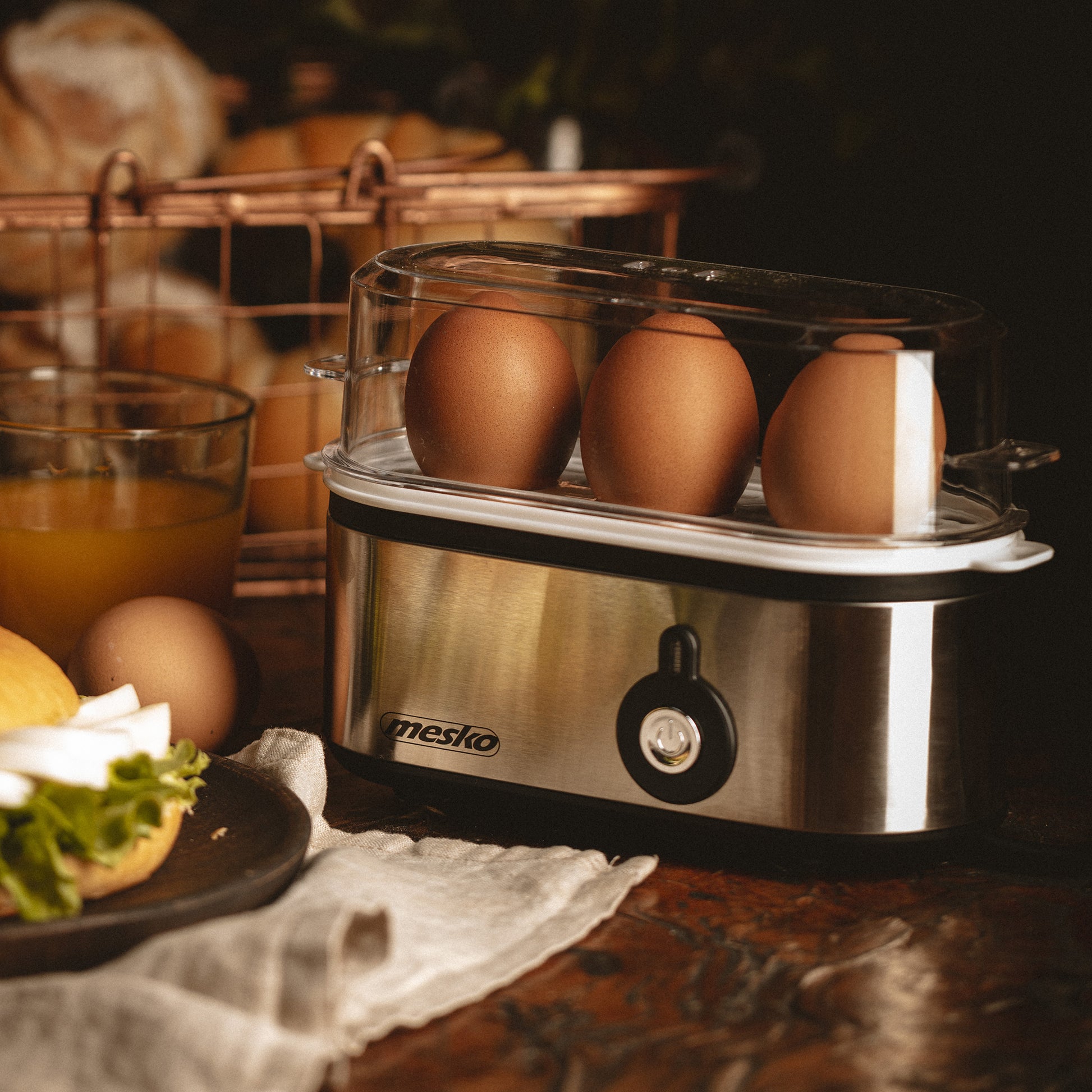 Cuece Huevos Eléctrico, 3 Huevos Cocidos, Ajuste Eléctronico Cocción, Soporte Extraíble, Sin Bpa Mesko Ms4485 Plata_2