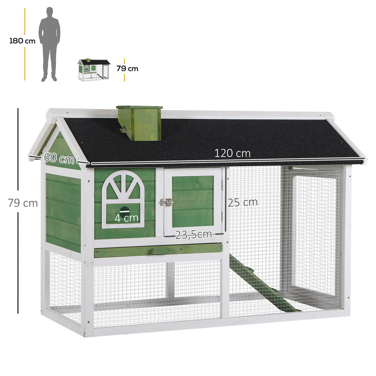 Conejera Pawhut Madera De Abeto Verde 120x60x79 Cm_2