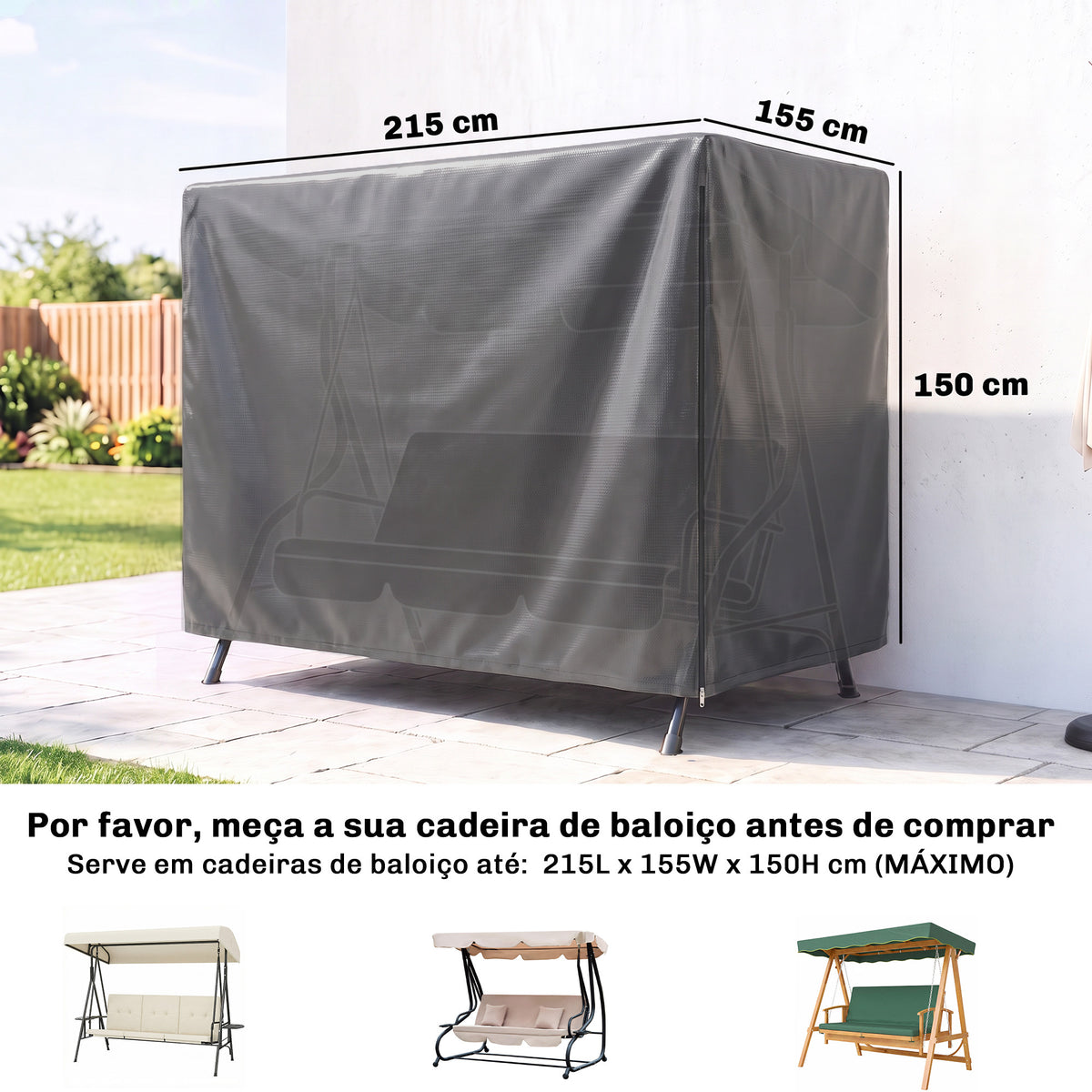 Funda Para Columpio Outsunny Pe Gris Oscuro 215x155x150 Cm_2